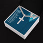 Personalized Steel Cross Necklace For Dad on Cuban Chain w/ MC