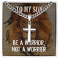 Personalized Steel Cross Necklace For Son on Cuban Chain w/ MC