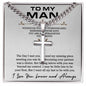 Personalized Steel Cross Necklace For Husband on Cuban Chain w/ MC
