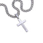 Personalized Steel Cross Necklace For Son on Cuban Chain w/ MC