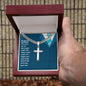Personalized Steel Cross Necklace For Dad on Cuban Chain w/ MC