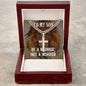Personalized Steel Cross Necklace For Son on Cuban Chain w/ MC