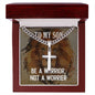 Personalized Steel Cross Necklace For Son on Cuban Chain w/ MC
