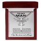 Personalized Steel Cross Necklace For Husband on Cuban Chain w/ MC