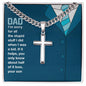 Personalized Steel Cross Necklace For Dad on Cuban Chain w/ MC
