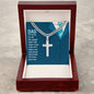 Personalized Steel Cross Necklace For Dad on Cuban Chain w/ MC
