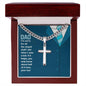 Personalized Steel Cross Necklace For Dad on Cuban Chain w/ MC